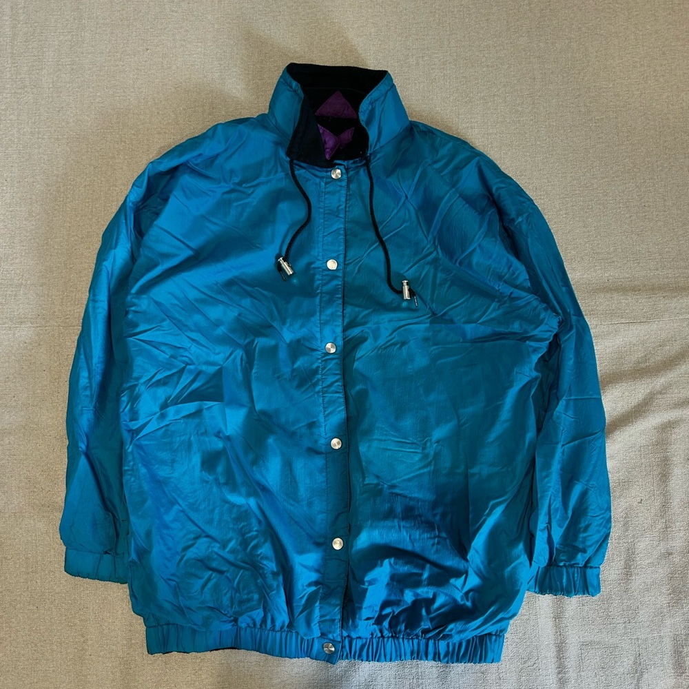 Vintage Teal Button-Up Winter Jacket